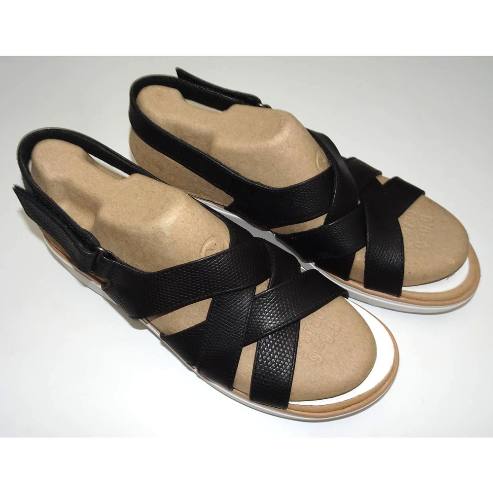Clarks Jilian Spring Wedge Sandal, Black Leather, 9.5 - Picture 2 of 14